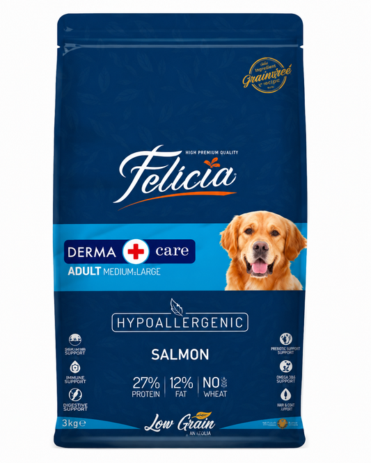 Felicia Derma Care LG Medium-Large Adult Dog Food Salmon 3KG