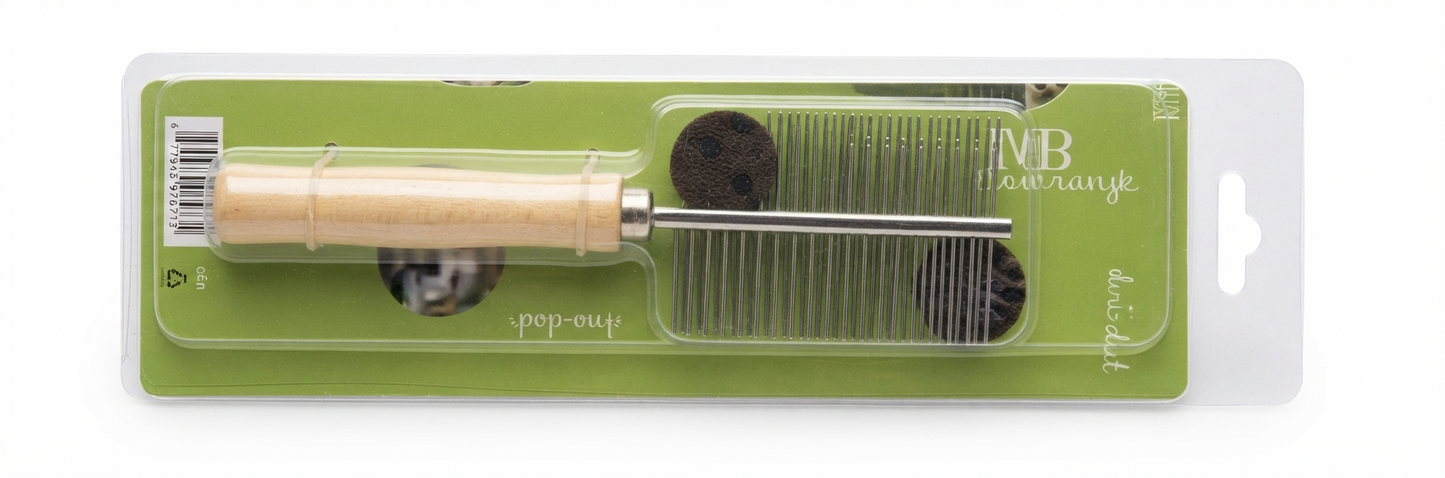 Imported Pet Double side Comb With Full Pack(Wooden Handle)