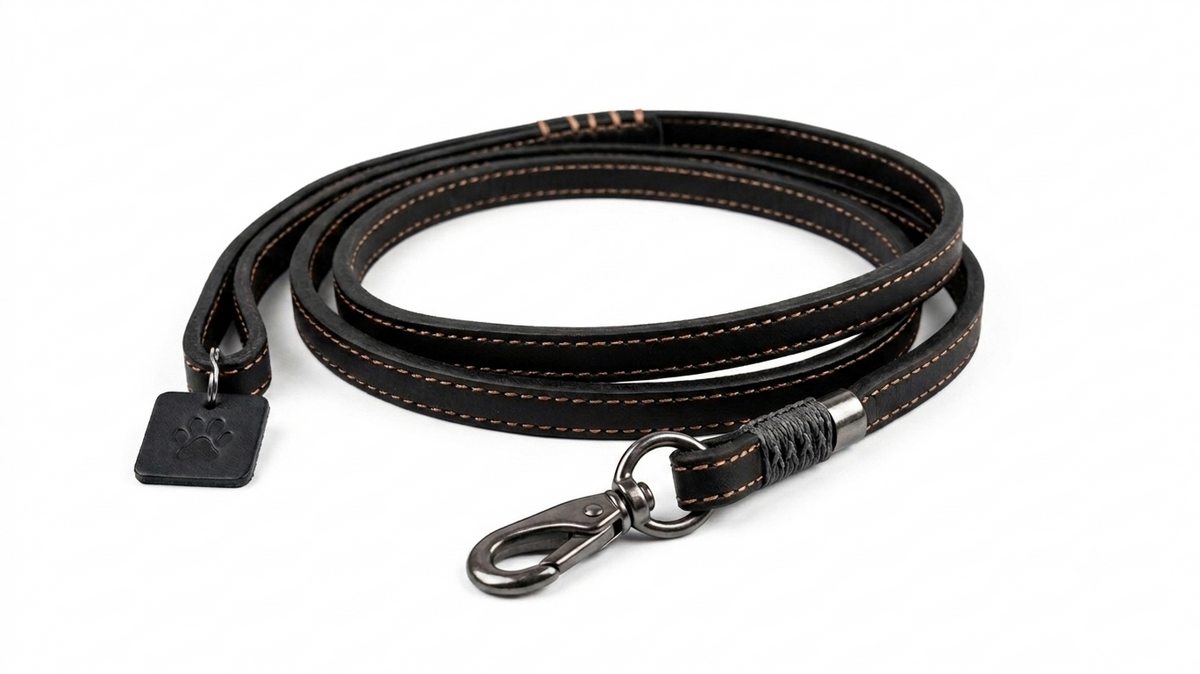 Square Leather Leash 4ft Imp