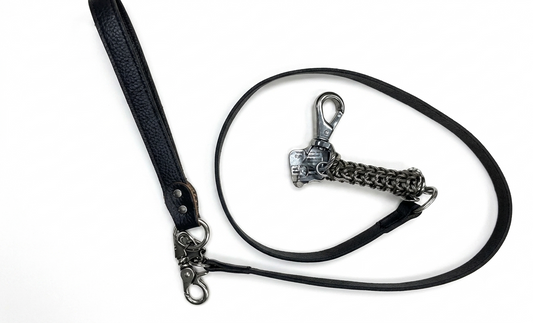 Square Leather leash High with Spring
